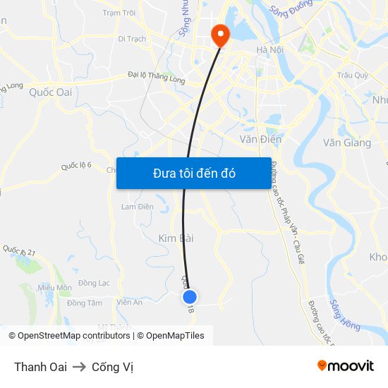 Thanh Oai to Cống Vị map