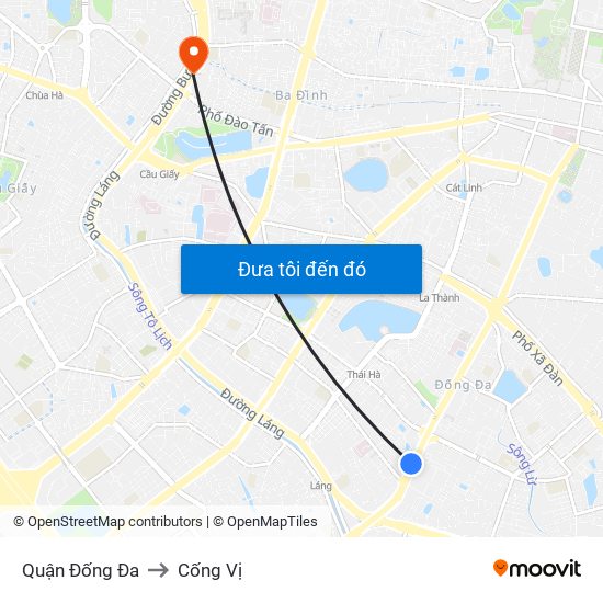 Quận Đống Đa to Cống Vị map