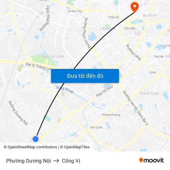 Phường Dương Nội to Cống Vị map