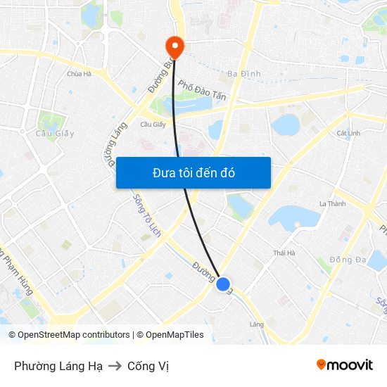 Phường Láng Hạ to Cống Vị map