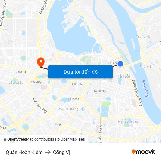 Quận Hoàn Kiếm to Cống Vị map