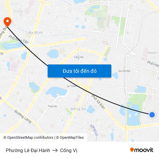 Phường Lê Đại Hành to Cống Vị map