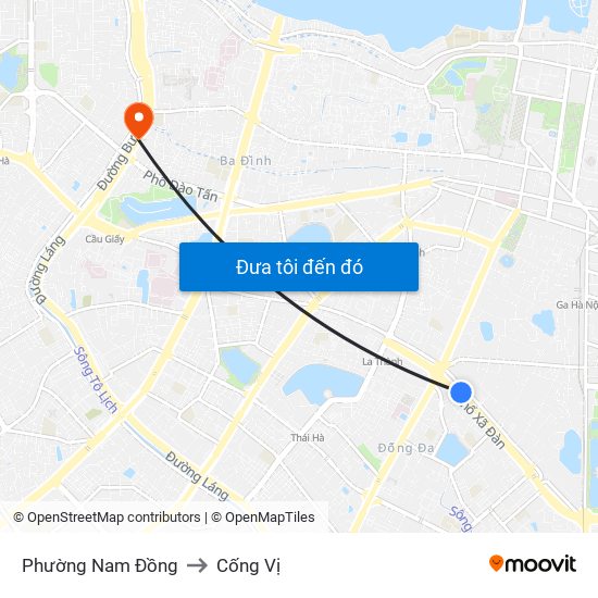Phường Nam Đồng to Cống Vị map