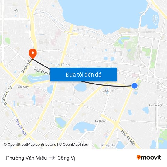 Phường Văn Miếu to Cống Vị map