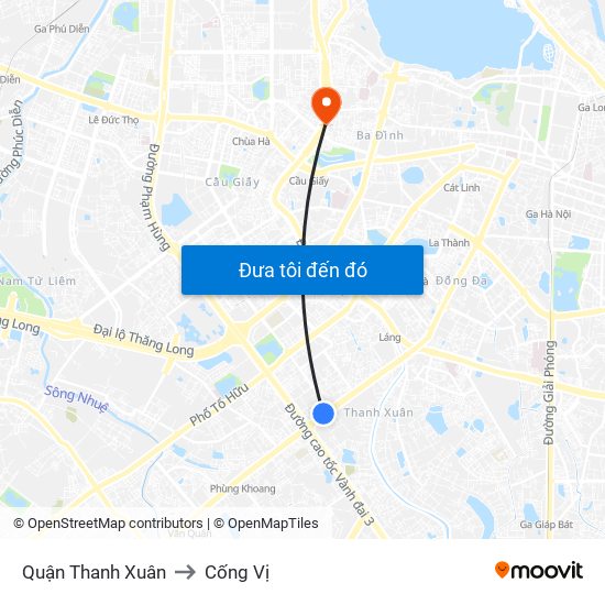 Quận Thanh Xuân to Cống Vị map