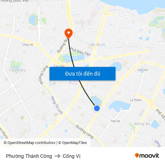 Phường Thành Công to Cống Vị map