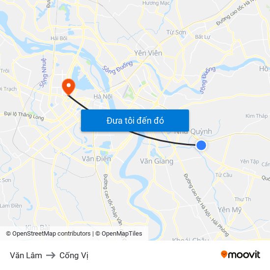 Văn Lâm to Cống Vị map