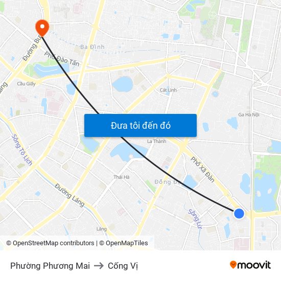 Phường Phương Mai to Cống Vị map