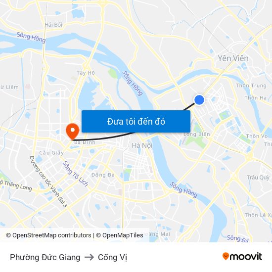 Phường Đức Giang to Cống Vị map