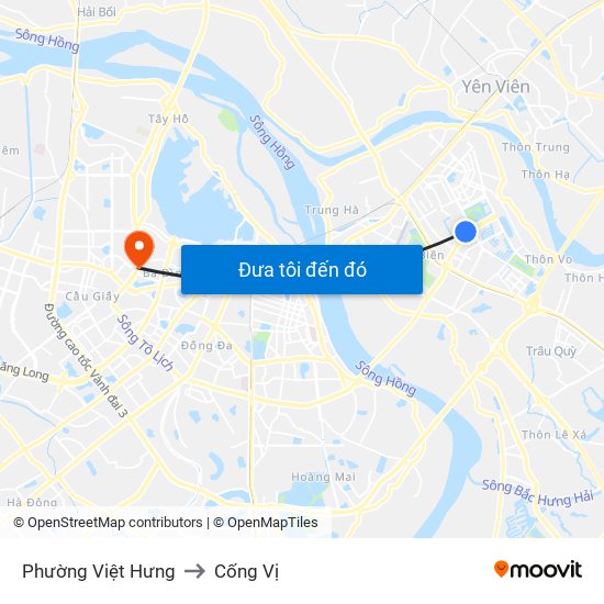 Phường Việt Hưng to Cống Vị map