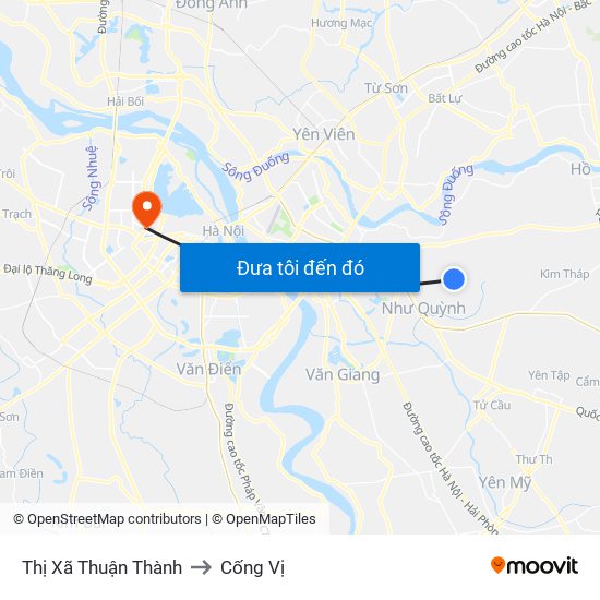 Thị Xã Thuận Thành to Cống Vị map