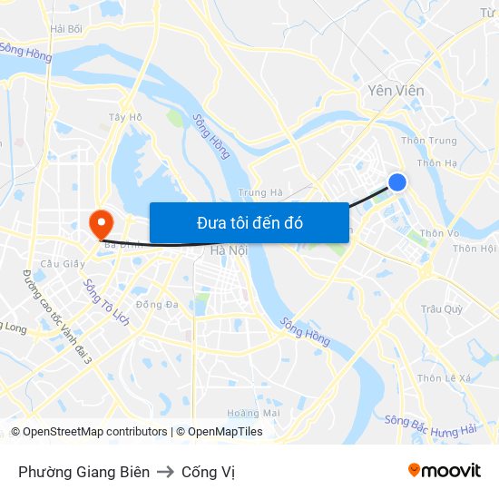 Phường Giang Biên to Cống Vị map