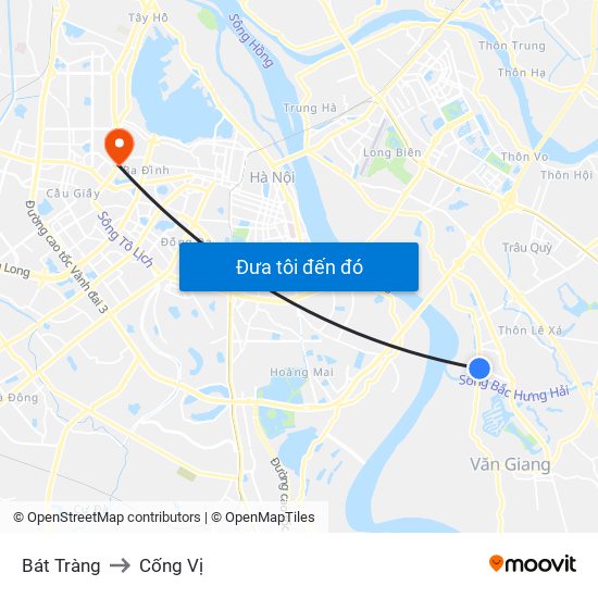 Bát Tràng to Cống Vị map