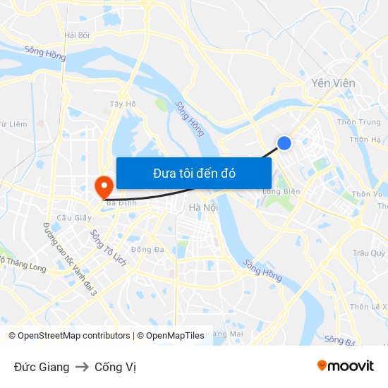 Đức Giang to Cống Vị map