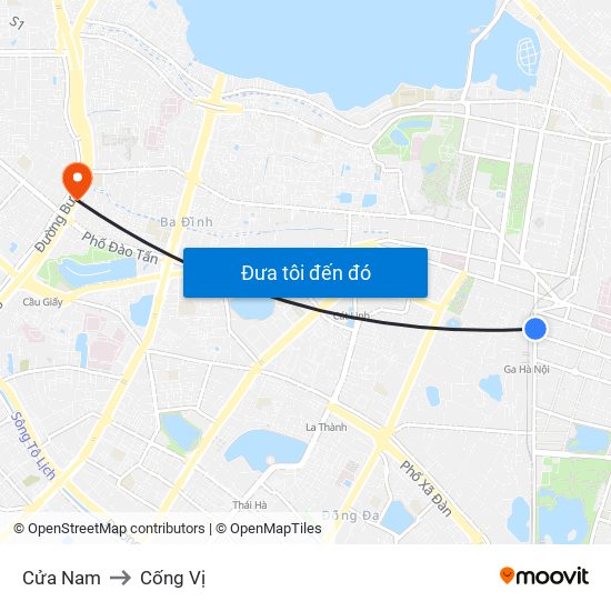 Cửa Nam to Cống Vị map