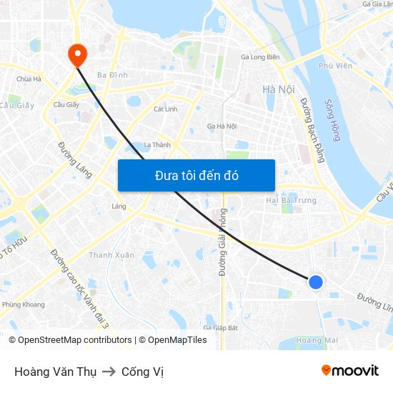 Hoàng Văn Thụ to Cống Vị map