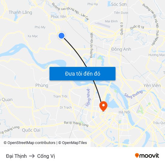 Đại Thịnh to Cống Vị map