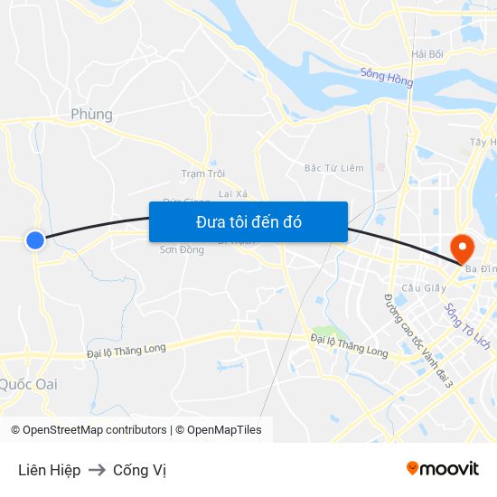 Liên Hiệp to Cống Vị map