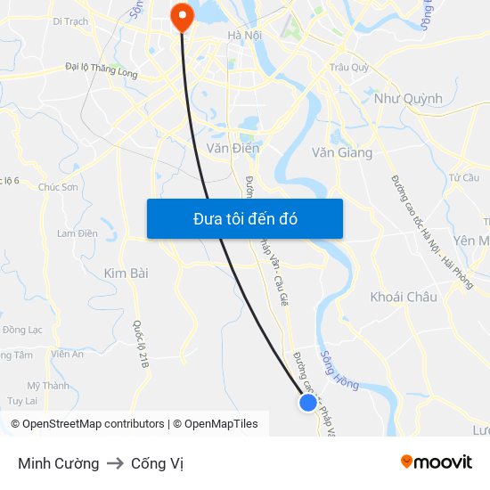 Minh Cường to Cống Vị map