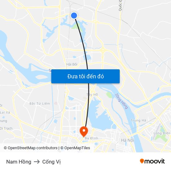 Nam Hồng to Cống Vị map