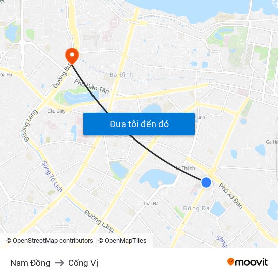 Nam Đồng to Cống Vị map