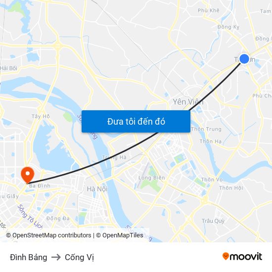 Đình Bảng to Cống Vị map