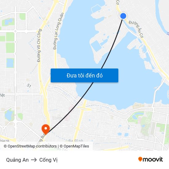 Quảng An to Cống Vị map