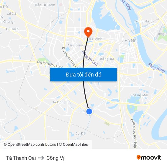 Tả Thanh Oai to Cống Vị map