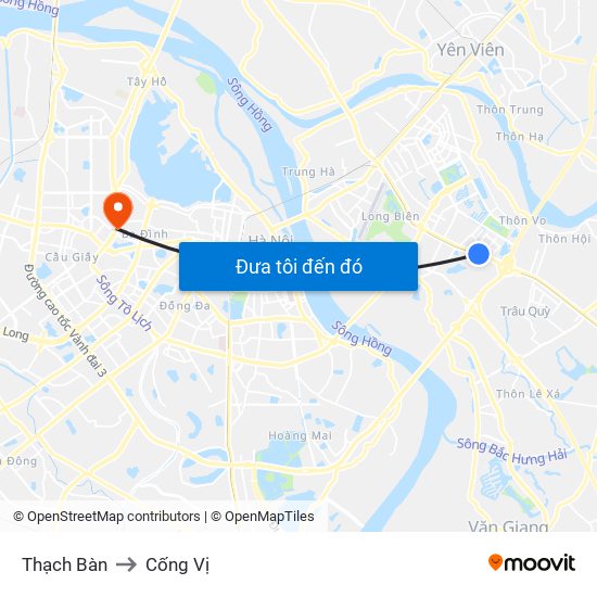 Thạch Bàn to Cống Vị map