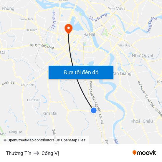 Thường Tín to Cống Vị map