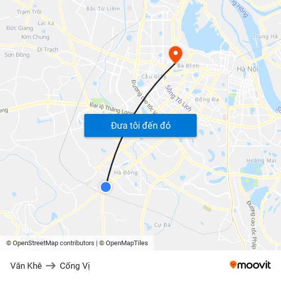 Văn Khê to Cống Vị map