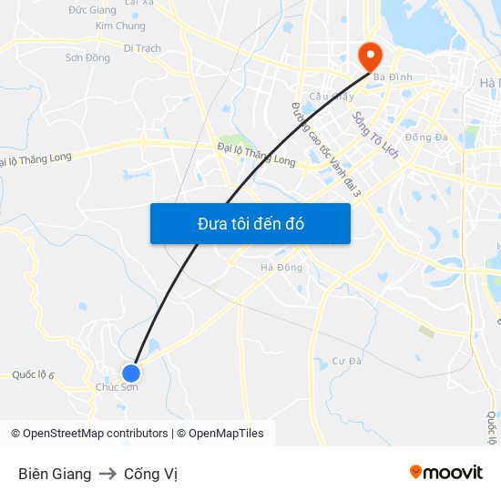 Biên Giang to Cống Vị map