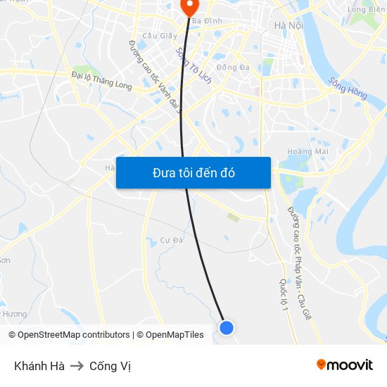 Khánh Hà to Cống Vị map