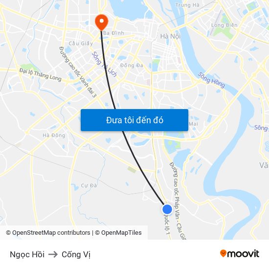 Ngọc Hồi to Cống Vị map