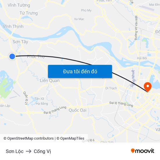 Sơn Lộc to Cống Vị map