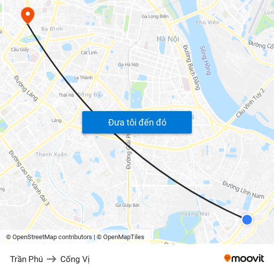 Trần Phú to Cống Vị map