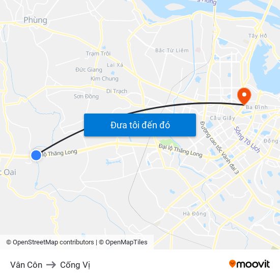 Vân Côn to Cống Vị map