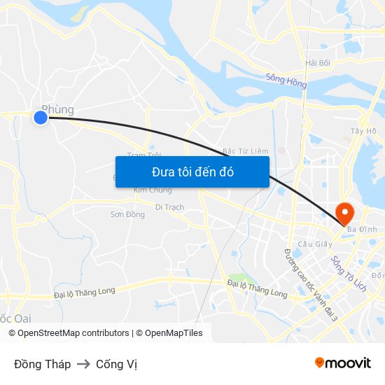 Đồng Tháp to Cống Vị map