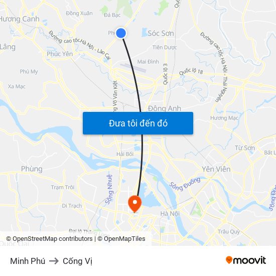 Minh Phú to Cống Vị map