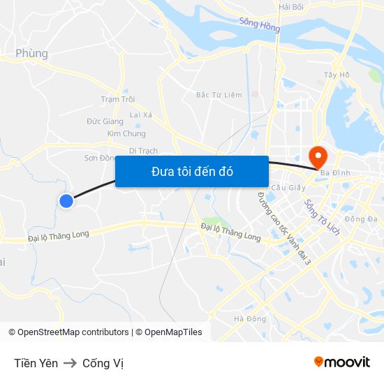 Tiền Yên to Cống Vị map