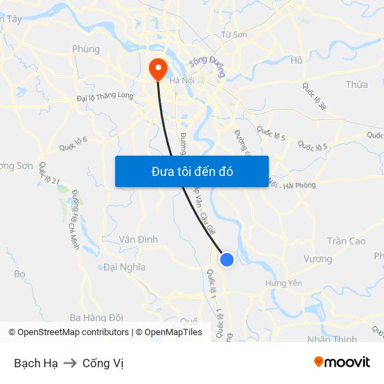 Bạch Hạ to Cống Vị map