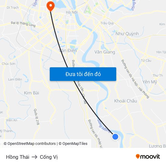 Hồng Thái to Cống Vị map