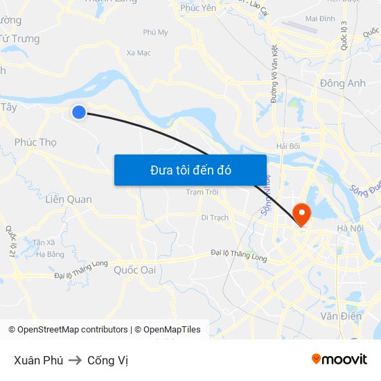 Xuân Phú to Cống Vị map