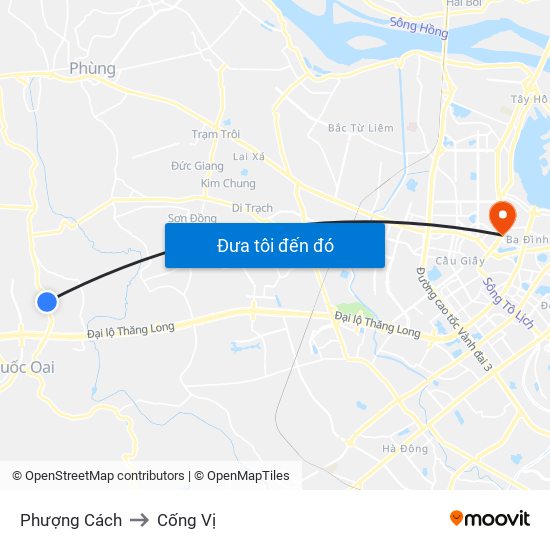 Phượng Cách to Cống Vị map