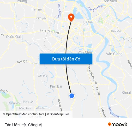 Tân Ước to Cống Vị map