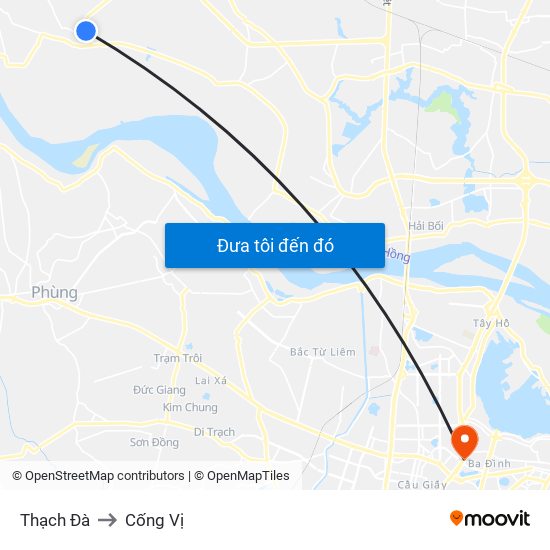 Thạch Đà to Cống Vị map