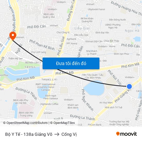 Bộ Y Tế - 138a Giảng Võ to Cống Vị map