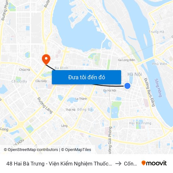 48 Hai Bà Trưng - Viện Kiểm Nghiệm Thuốc Trung Ương to Cống Vị map