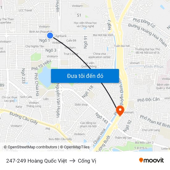 247-249 Hoàng Quốc Việt to Cống Vị map