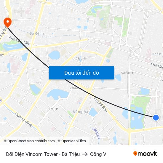 Đối Diện Vincom Tower - Bà Triệu to Cống Vị map